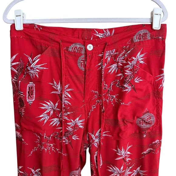 Vintage LUCKY BRAND Lucky Beach Red Hula Lounge Pants – Tropical Bamboo Print L - Picture 2 of 13